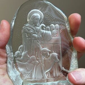 Clear Glass Jesus Shepherd Paperweight